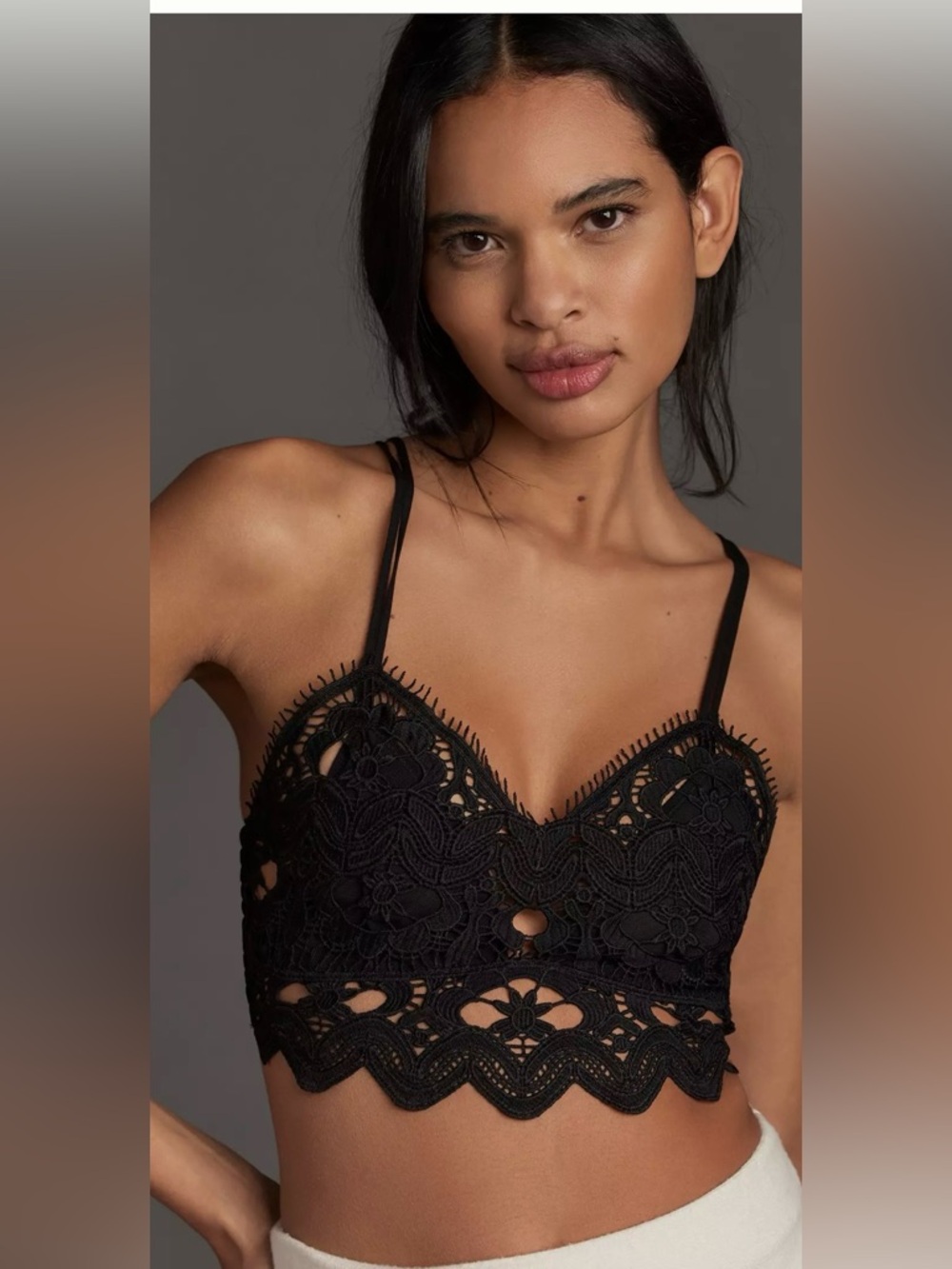 NWOT Anthropologie: The Viviette Black Lace Bra Top